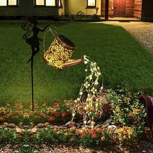 Solar Fairy Waterfall Light - Metal Water Bottle Garden Decoration, With LED Flowing Light String, Perfect For Courtyard, Lawn And Outdoor Solar Grid Lights, Waterproof, Courtyard Passage Lawn Decoration Lighting - 彩色 - 查看 10