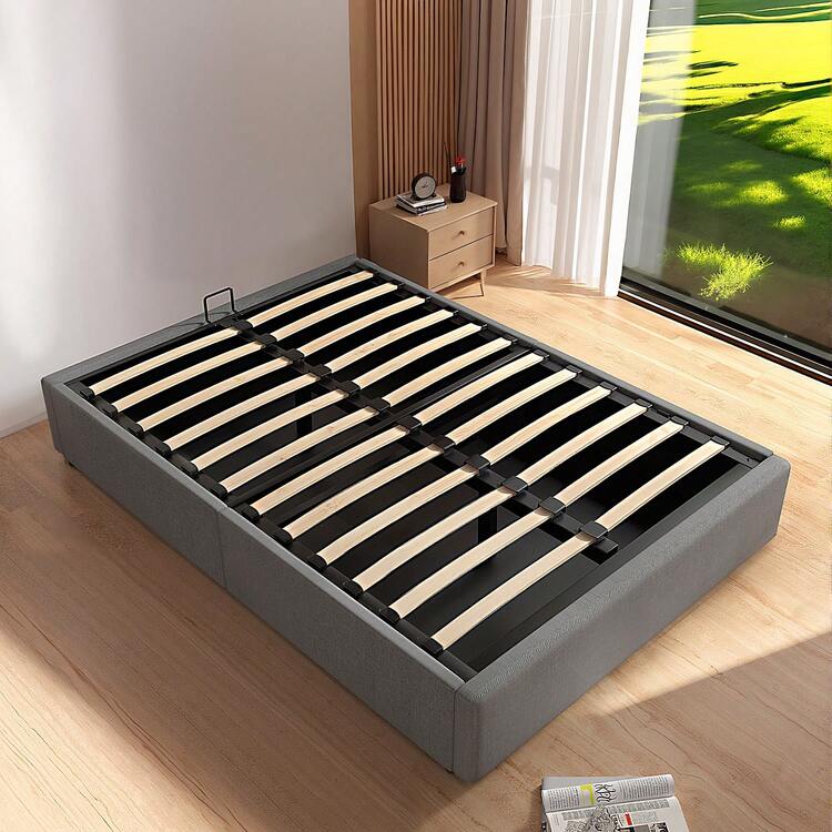 OYAJIA Bed Frames - Schwarz + Sackleinengrau - View 8