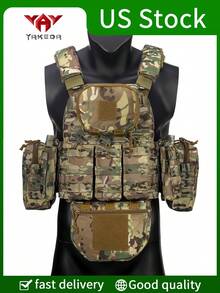 YAKEDA 多功能三件套战术装备包，户外狩猎背心，带可拆卸和可扩展口袋，防水抗撕裂，适合狩猎、训练、户外探险等 - 彩色 - 查看 13