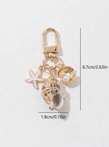 Marine Bag Charm Natural Shell And Starfish Asymmetrical Bag/Wallet Charm Bridesmaid Gift Summer Beach Vacation Accessories Bag Pendant Marine Bag Accessories Beach Accessories Beach Essentials Backpack Decor
