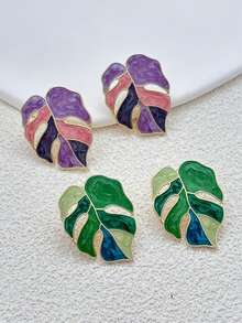 Elegant Flower Earrings For Women,Suitable For Vacation Daily Wear - Purple - View 5