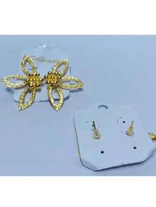 KIT DE 2 PARES DE BRINCOS FOLHEADOS ELEGANTES, ESTAMPAS VARIADAS, TAMANHO 2 A 5 CM - KIT 10 - Visão 3