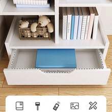 Librero de almacenamiento multicapa con cajones diseño minimalista para sala u oficina organizador de libros y decoración moderno y funcional - Granate - Ver 6