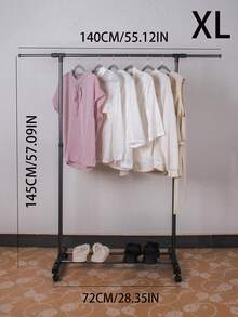 1pc Freestanding Thickened Clothes Rack, Heavy Duty Garment Hanger Stand For Home Bedroom Balcony Drying Clothes - Black - View 8