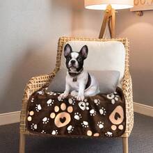 Dog Blanket Soft Fleece Dog Blanke. For Small Medium Dogs Fluffy Flannel Pet Cat Puppy Blanket Mat Cover For Bed Couch Cute Paw Print Throw Blanket For Dogs Brown 40X30 - Brown - View 3