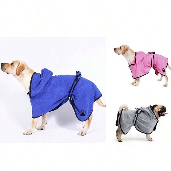 1 Pieza Toalla con gorro de secado rápido para perros y gatos, 100% poliéster de lana que se siente suave y cómodo para mascotas, albornoz absorbente, tamaño para limpieza de perros, envoltura de Body completo, toalla de baño para secar gatos, colección de batas para mascotas bordadas de microfibra absorbente