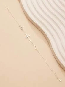 SYMFNY [Boutique de luxe] Bracelet en argent 925 avec croix et symbole de l'infini pour femmes, style minimaliste Ins, convient pour le travail, les rendez-vous, les soirées, les bijoux superposés, cadeau pour la meilleure amie, Saint-Valentin