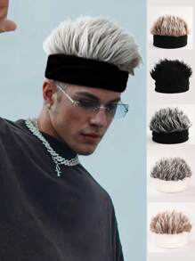 Męska dzianinowa czapka beanie z peruką, czapki beanie do hip-hopu, modny dodatek do kostiumu