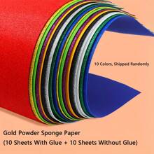 10pcs A4 Gold Powder Sponge Paper,With Adhesive, Assorted Colors - Premium Craft Paper For DIY Projects, Wedding & Birthday Party Decorations