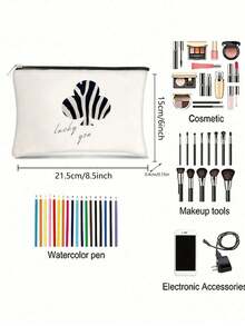 1 pieza, Bolsa de cosméticos con estampado de patrón de "BOCADILLOS DE EMERGENCIA" de dibujos animados - con cremallera, estilo universitario con patrón de galletas de caramelo, bolsa reutilizable para medicamentos para viajes y cosméticos - adecuada para la escuela, decoración del hogar, almacenamiento de joyas, estuche para lápices, bolsa para bocadillos, monedero, uso diario, cumpleaños, maestro, regreso a la escuela, ceremonia de graduación, Acción de Gracias, Navidad, regalo de vacaciones de verano, artículos escolares, bolsa de viaje para mujeres, bolsa de maquillaje para viajes