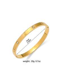 Bracelete Simples de Aço Titanium Tom Dourado, Embutido com Zircônia Artificial, Comprimento Ajustável, Adequado para Vestimenta de Verão, Férias, Presente de Amizade, Anti-desbotamento e Hipoalergênico, Acessório Refinado para Mulheres