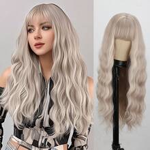 MERISIHAIR Long Silver White Hair Wigs For Women Synthetic Platinum White Wig With Bangs Wavy Costume Cosplay Wig For Girls Daily Use Wear, Halloween & CosplayEssential Festive Atmosphere For Christmas - Tóc vàng tro - Xem 12