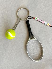 1pc Personalized Tennis Keychain, Miniature Real Tennis Ball/Racket Charm, Customized Tennis Lover Gift - Tennis Ornaments - View 3