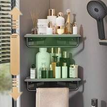 1 件免钻孔三角架，带挂钩的转角架，卧室储物架，淋浴收纳架，浴室厨房储物架