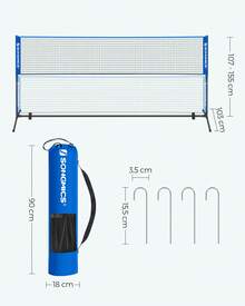 Filet de Badminton, Filet de Volley-Ball, Hauteur réglable, Ensemble Portable pour Le Tennis - Bleu azur - Voir 4
