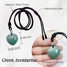 Handcarved Crystal Stone Heart Pendant Necklace For Women Love Healing Quartz Pendant With Adjustable Cord2025 - 綠色 - 查看 5