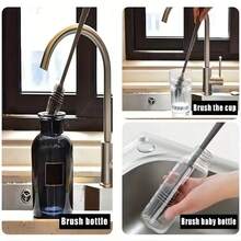 Long Handled Multifunctional Water Bottle Cleaning Brush - Suitable For Thin Necked Water Bottles, Bathroom Water Bottles, Sports Water Bottles, Coffee Cups, Cups, And Flasks! - White - View 6