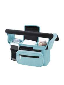 1pc Stroller Hanging Bag, Diaper & Feeding Bottle Storage Pouch, Multifunctional Tote Shoulder Bag For Mom
