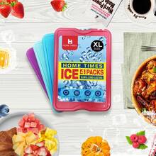 Home Times 4 包超薄冰袋，快速冷冻，节省空间，可重复使用，适用于午餐盒或冷藏箱，夏季 - 彩色 - 查看 6