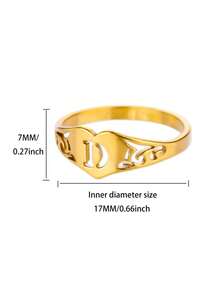 1PC Fashion Hollow Initial Letter Heart Rings For Women Gold Color Stainless Steel A-Z Letter Ring Aesthetic Wedding Jewelry Gift - Yellow Gold - View 43
