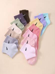 5/10/20双儿童随机色条纹斜跨薄款透气运动袜舒适百搭休闲亲肤适合1-14岁男童女童儿童成长袜