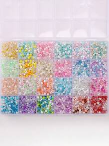 12/24-Fach buntes, halbtransparentes Glasperlen-Mix-Set für DIY handgemachte Armbänder, Halsketten und Schmuckherstellung, geeignet für Freundschaftsarmbänder, Halsketten, Schlüsselanhänger-Charms und mehr, Bastel-Accessoires als modisches Geschenk