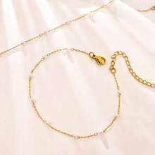 1 pieza Pulsera de perlas elegante y minimalista, de acero de titanio que no se desvanece, pulsera de perlas para mujer, para uso diario o como regalo