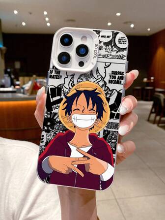 bandai 1pc Anime/Cartoon Design 2-In-1 IMD Matte Silver Dual Layer Protective Phone Case, Suitable For IPhone 16 Pro Max, 11, 12, 13, 14 Plus, 15, Anti-Drop, Soft Edges, Suspended Hard Shell, Nautical Cartoon Characters, Unisex, Holiday Gift