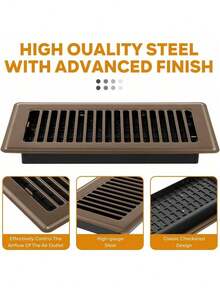 Floor Register 4x10, Floor Vent Covers, Heavy Duty Steel Walkable Floor Vents, For Sidewall And Floor, Brown 10 Pack - 4 Inches X 10 Inches, 10 Pieces, Brown - View 3
