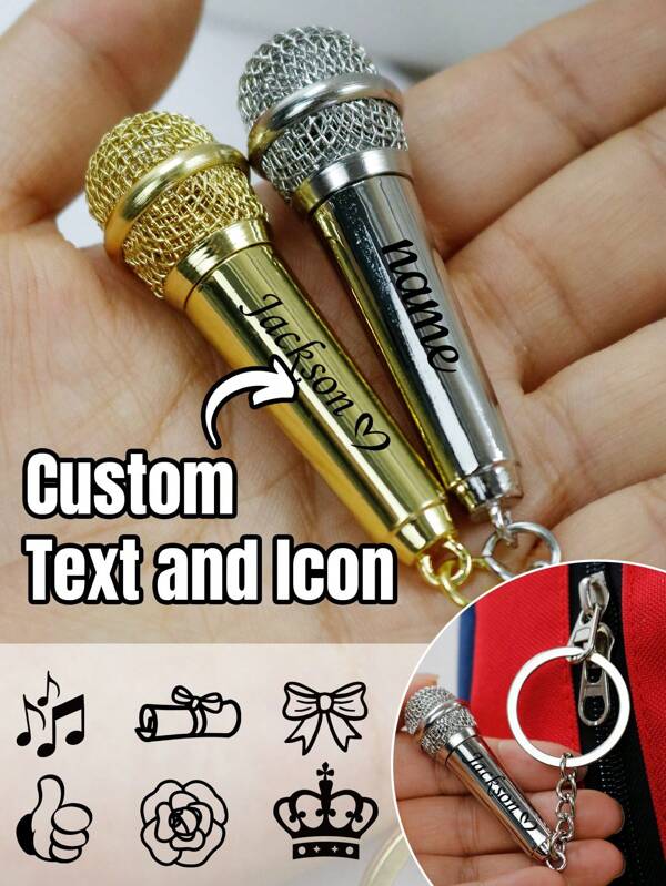 Portachiavi con microfono personalizzato, portachiavi festa del papà personalizzato, portachiavi con nome personalizzato, portachiavi personalizzabile per donne/uomini, ciondoli per borse personalizzabili, portachiavi per bambini, portachiavi per insegnanti, regali di compleanno, anniversario, decorazione camera da letto, versatile, feste, fidanzata, fidanzato, amici, famiglia, studenti, madre