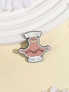 1pc Meditation Sloth Embroidered Patch With Motto "LET THAT GO", Relaxation & Mental Healing, Backpack Decor For Students & Office Workers, Inspiring Vibe, European & American Aesthetic - Multicolor - View 6