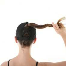 1pc马尾棒球帽运动帽露营帽徒步帽空白速干网眼后棒球帽交叉马尾开口轻便透气户外太阳帽