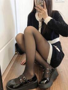 Minimalist Solid Tights - Apricot - View 3