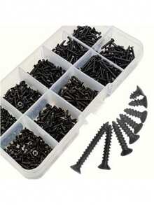 KIT 800 PARAFUSOS M2*10  PRETOS ROSCANTE AÇO CARBONO - A - Visão 1