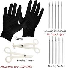Piercing Kit 316L Surgical Steel Body Jewelry Piercing Kit With 12G 14G 16G 18G 20G Piercing Needles Use For Nose Septum Lip Tongue Belly Eyebrow Rings Ear Piercing Kit Silver Black Rainbow - Black - View 5
