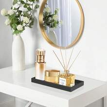 黑色硅胶台面托盘，浴室、厨房或梳妆台收纳架 - 可放置肥皂瓶、蜡烛、香水、珠宝、钥匙 - 现代、防滑、防碎 - 彩色 - 查看 10