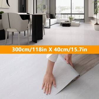 1卷复古木纹乙烯基复合地板 - 加厚、自粘、耐刮擦、易清洁、DIY家居装修、室内装饰、可移除可重复使用、家用地板 | 复古木纹地板 | 安装简便