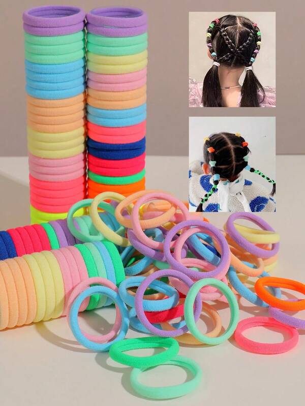 100 pièces/50 pièces/30 pièces/10 pièces Élastiques à cheveux colorés et décontractés pour filles, élastiques à cheveux pour la vie quotidienne, design simple coréen, haute élasticité durable, convient pour la queue de cheval, cadeau, vacances, supports de queue de cheval, élastiques à cheveux, bandes en caoutchouc pour cheveux, cordes à cheveux