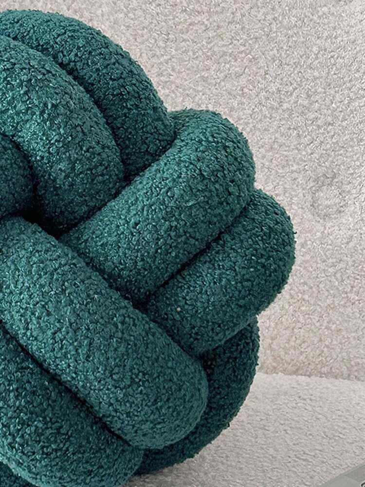 1 Pc Solid Color Versatile Plush Octagon Decorative Throw Pillow, For Sofa, Coffee Table, Bedroom, Made Of Faux Lambs Wool Material - Dark Green - View 5