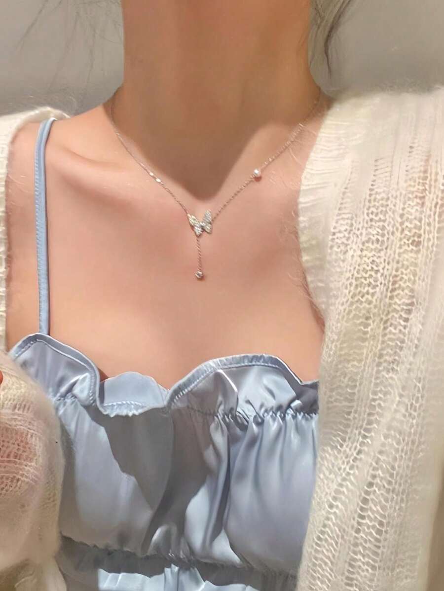 1 pièce Pendentif papillon exquis, collier délicat, design minimaliste chaîne claviculaire