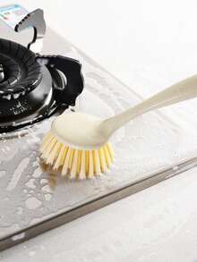 长柄厨房清洁刷塑料锅碗瓢盆砧板清洁剂不易粘油挂式炉灶清洁刷 - 彩色 - 查看 5