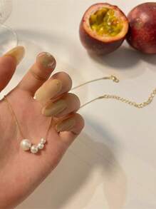 简约气质珍珠蛇骨链项链女铜材质项链轻奢小众设计感圆珠锁骨链珠子可转动