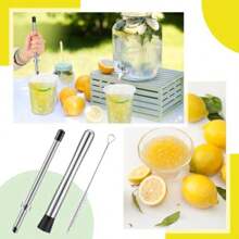 2 Pcs Straw Puncher And Muddler For Lemonade Plastic Lids Cups Straw Hole Puncher 304 Stainl Steel Muddler Fresh Squeezed Lemonade Stand Supplies
