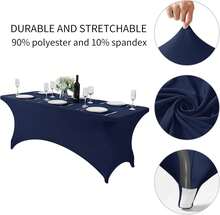 6 Pack Spandex Table Cover For 6FT Table Universal Fitted Stretch Tablecloth For Party, Banquet, Wedding And Events-Navy - Navy Blue - View 7