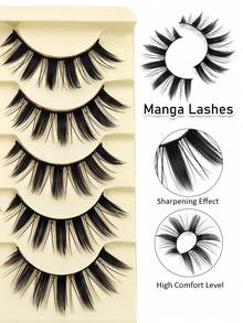 Rikuaild 5 Pairs Cartoon Style Natural Long Cosplay Anime Bridal Stage Daily Makeup Anime Eyelashes - Spiky Manga Lashes - View 4