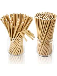 100/200/300/400PCS Natural Kraft Paper Straws, Natural Kraft Paper Strawsbiodegradable, Drinking Bulk, For Party Supplies, Bridal, Birthday, Mixed Drinks, Weddings, Restaurant, Food Service, For Wedding, Birthday, Graduation Season, Anniversary, Party,Anniversary Dinner Restaurant Table, 1pc,School Supplies - Multicolor - View 5