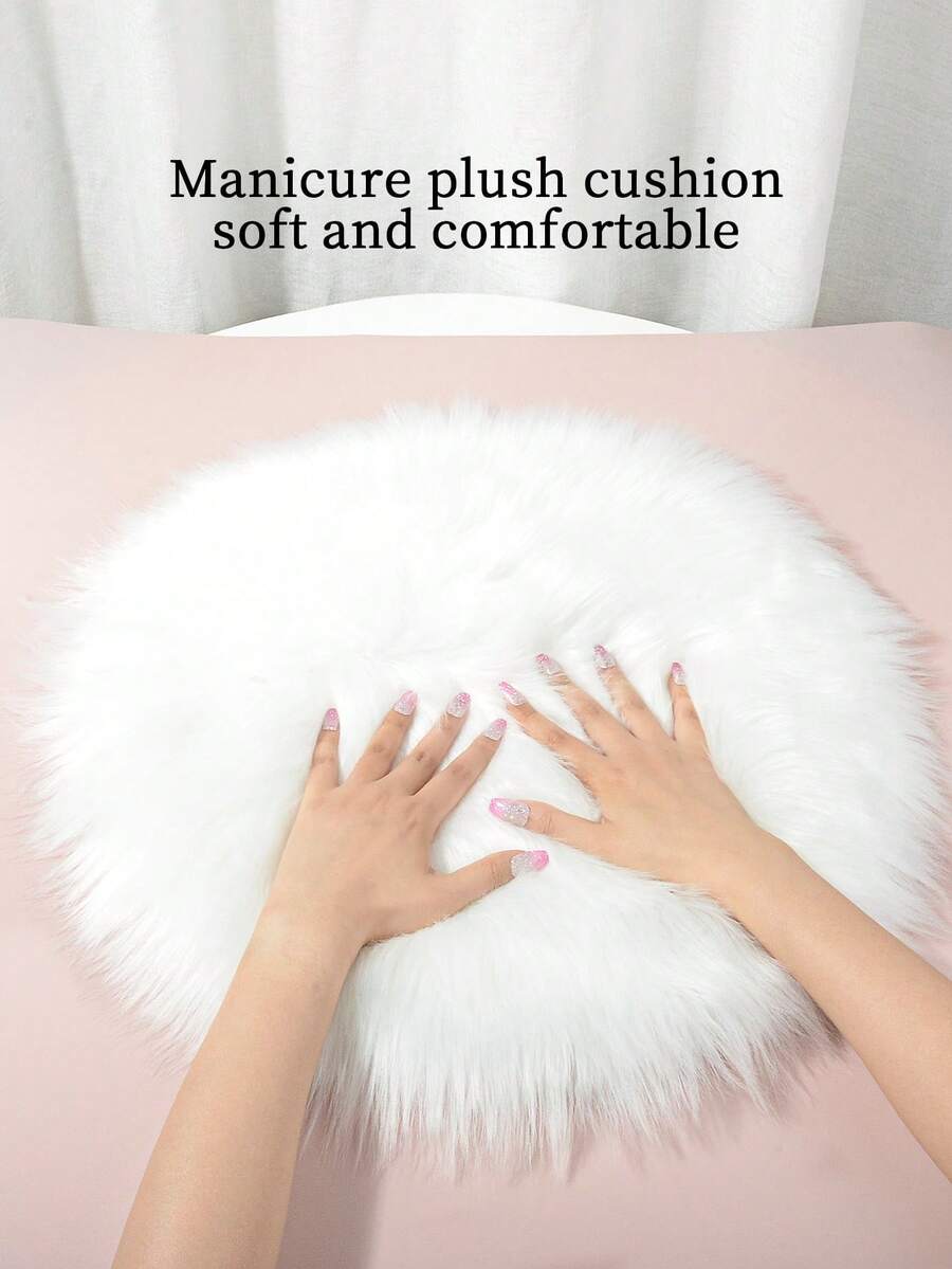 30*30CM Round White Nail Art Photo Props, Manicure Display Pad, Fluffy Live Broadcast Decoration,Nail Supplies,Nail Tools,Nail Art Tools,Back To School,Nails,Nail Tools For Press On Nails - White - View 1