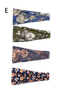 4er Set Damen Bandana Haarband mit Blumen Muster, dehnbar und rutschfest, geeignet für kurze und lange Haare, weiches Stoff Haarband, Geschenk für Mode-Accessoires für Mädchen