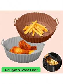 1pc Flexible Silicone Air Fryer Mold, Reusable, Dishwasher Friendly, Random Color Air Fryer Baking Tray, Grill Plate, Bowl, Non-Stick Mat, Thickened Silicone Bakeware Set
