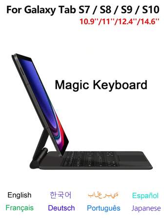 1 Pc Magic Keyboard For Galaxy Tab S10+ / S9+ / S8+ / S7+ / FE+ 12.4 Inch Tablet With Stand Case Book Cover Keyboard Smart Magnetic TrackPad Backlit Touch Wireless Keyboards Accessories